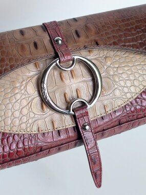 DKNY Muticolor Croc Embossed Leather Clutch EUC
